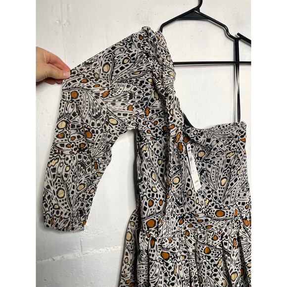 NEW Express X Rachel Zoe Butterfly One Shoulder Dress SIze XS Black White - Picture 2 of 10